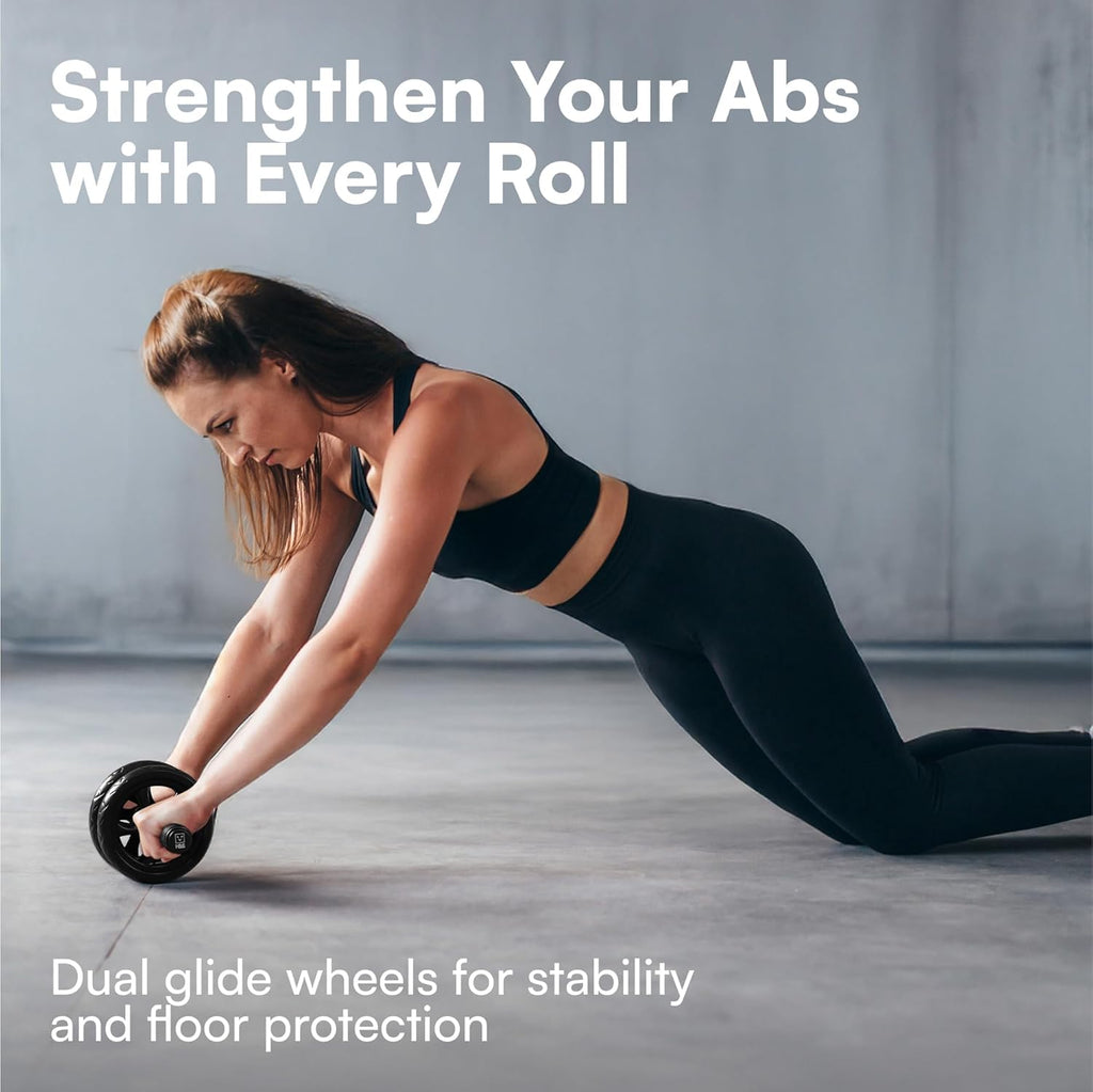 H&S Ab Roller Wheel for Abs Workout – Dual Wheel Core Trainer with Extra Thick Knee Pad Mat