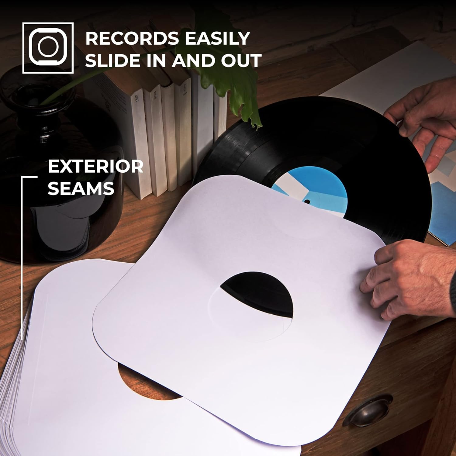 Big Fudge 12" Vinyl Record Inner Sleeves – 100 Pack Heavyweight Acid-Free Paper LP Record Covers for Dust, Dirt & Scratch Protection