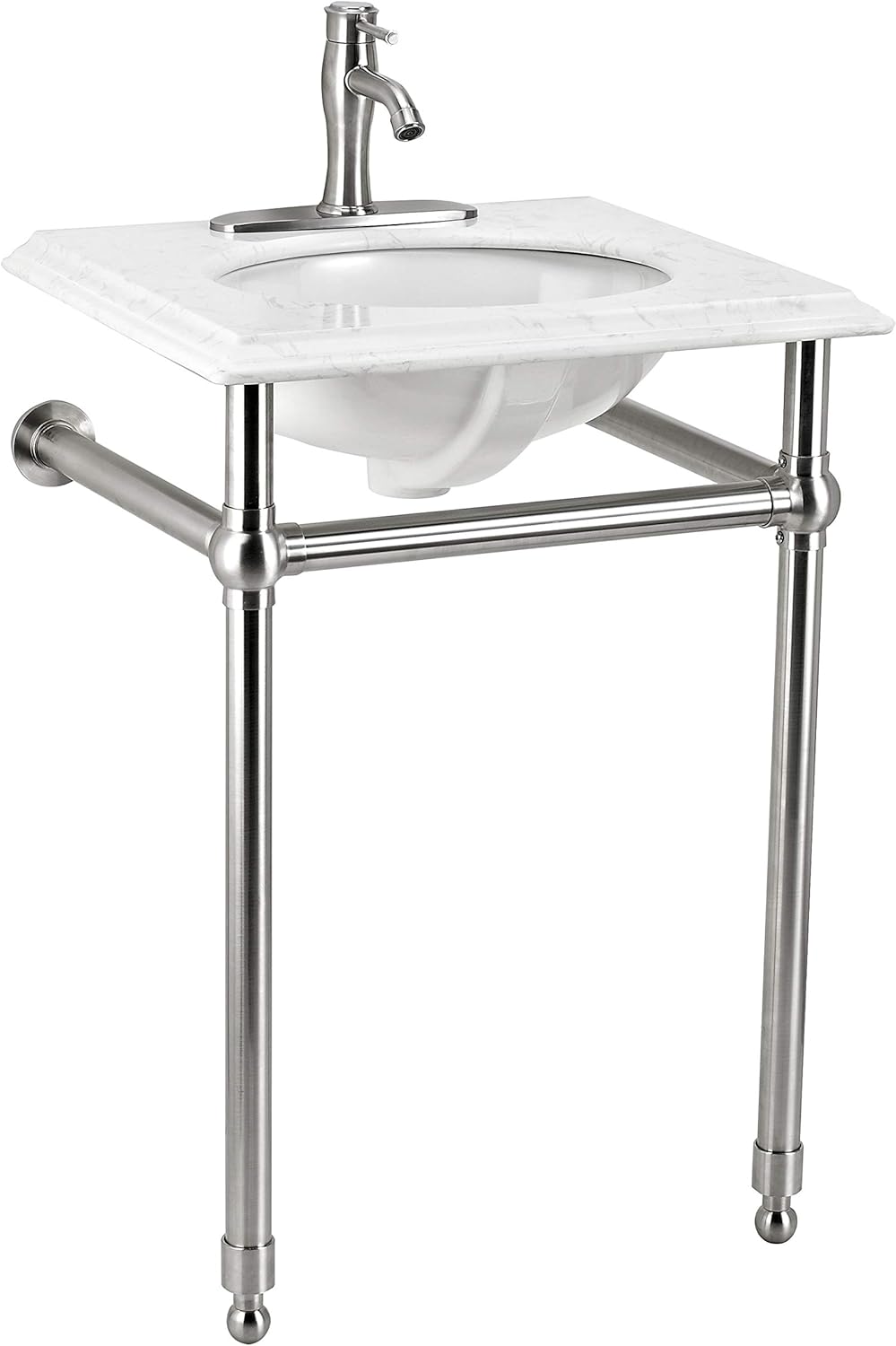 Moorefield Arlington 24-Inch Sink Console Vanity – Brushed Nickel Frame with Composite Marble Top