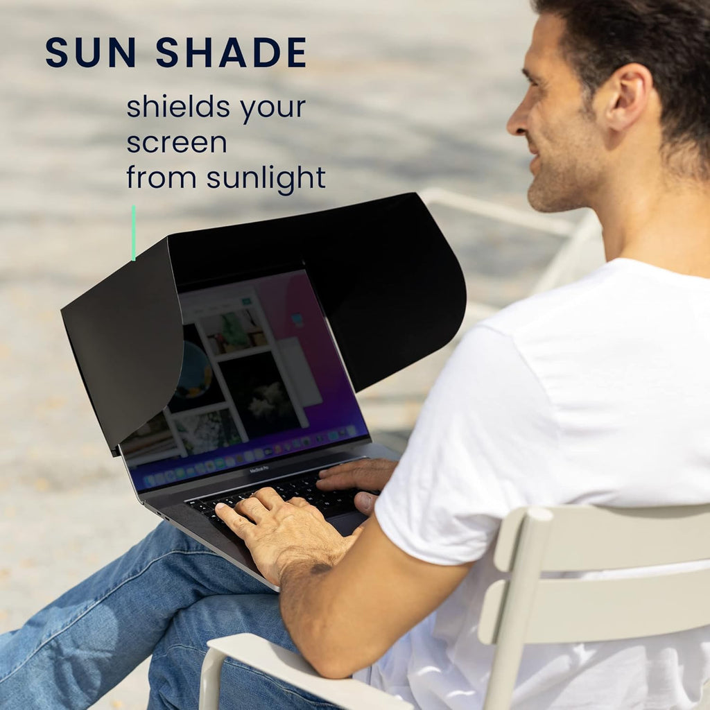 kwmobile Laptop Sun Shield - Screen Shade Visor for 15 Inch Laptops - Outdoor Glare Protection Cover for Computer Screens