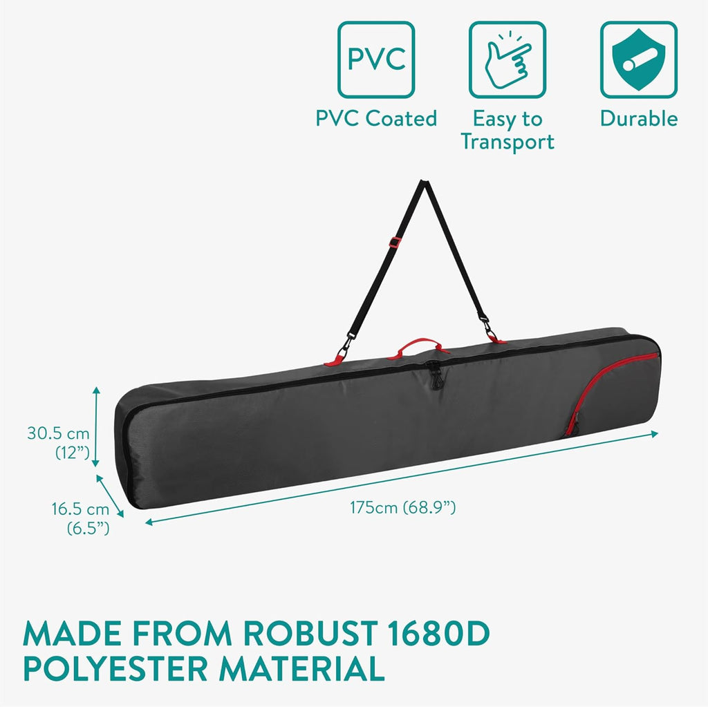 Navaris Snowboard Bag 175cm – Durable Polyester Snowboard Travel Cover with Zipper, Carry Handle & Storage Pocket