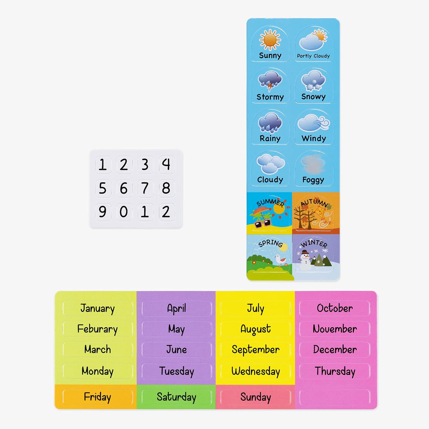 Navaris Kids Magnetic Calendar Board - My First Calendar Educational Wall Chart with Daily Magnet Stickers, Seasons, Weather & Months for Children - Pink Princess