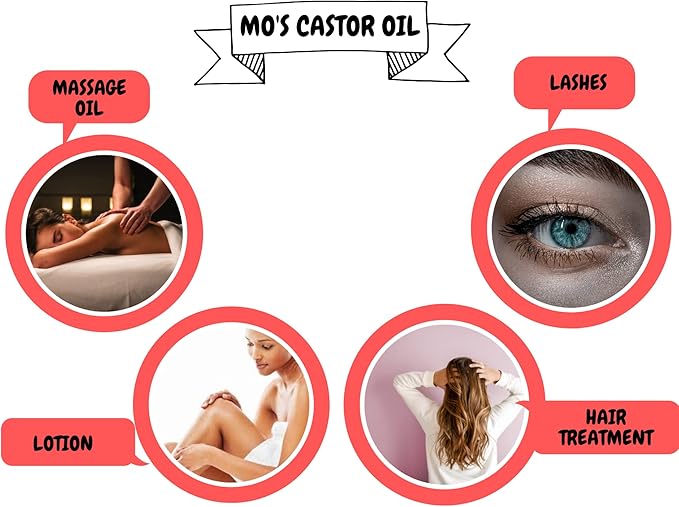 MO’S 100% Organic Castor Oil – Unrefined Cold-Pressed Oil for Hair, Skin & Body Care – 16 fl oz (473 ml)