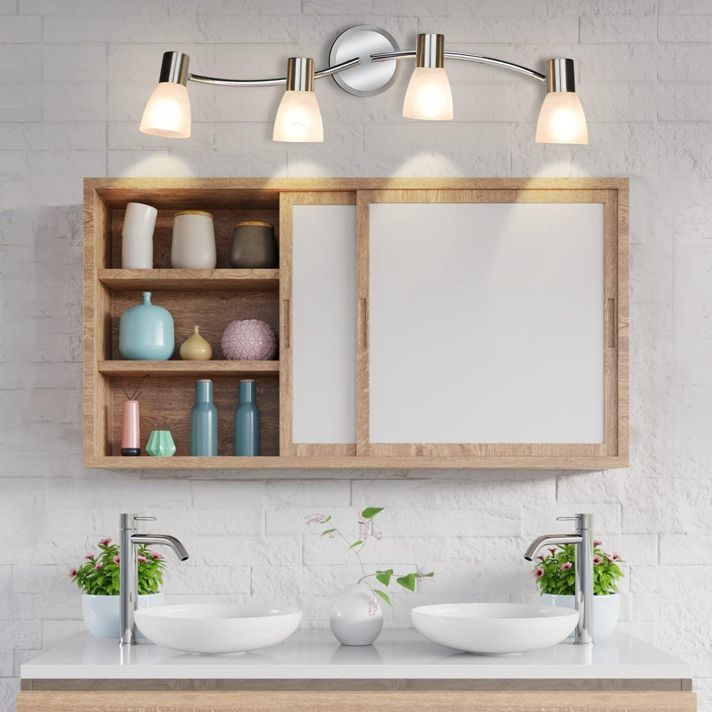 DLLT 4-Light S-Shaped LED Track Light with Glass Shades