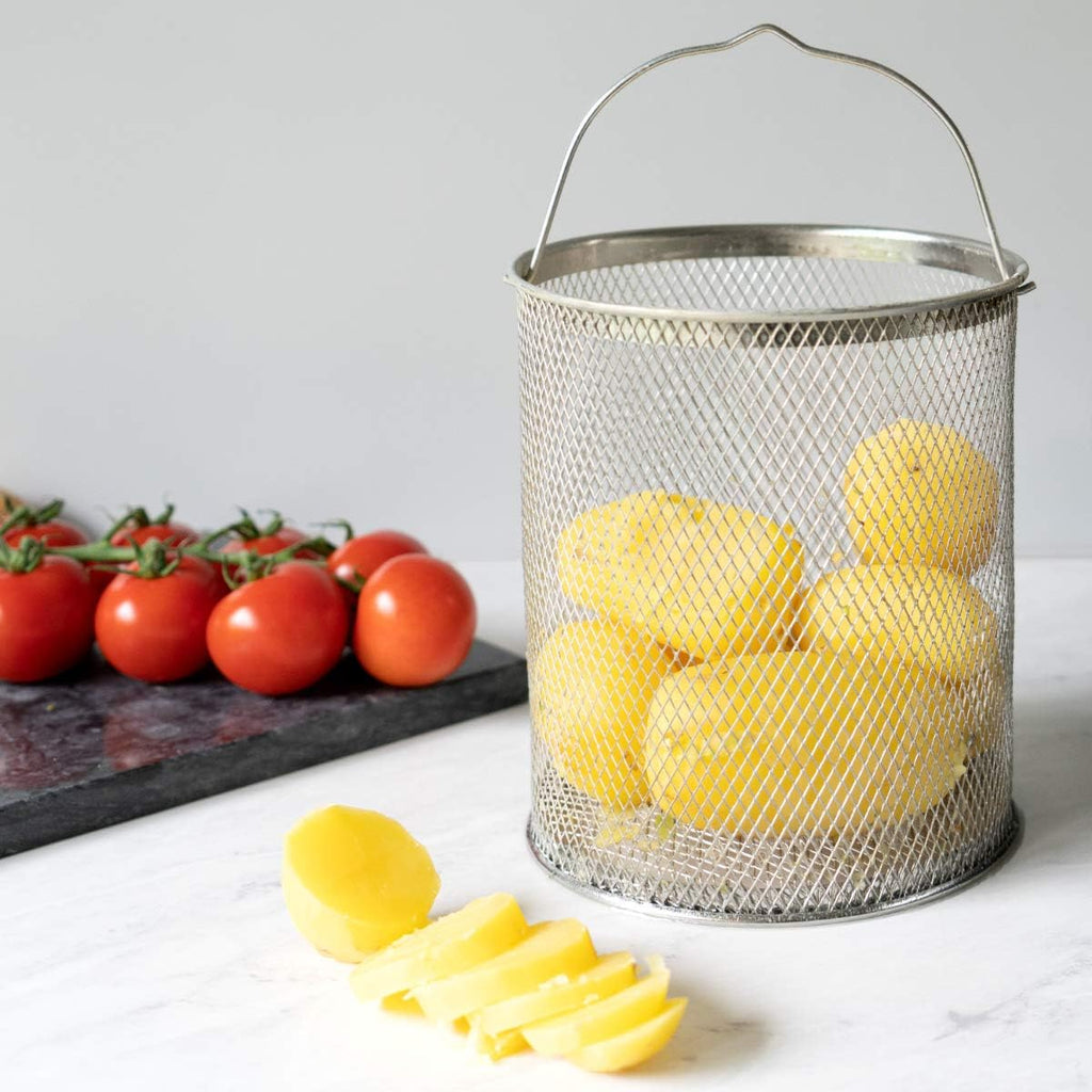 Navaris Stainless Steel Asparagus Pot – 4.1 QT Vegetable & Pasta Cooker with Removable Basket and Lid
