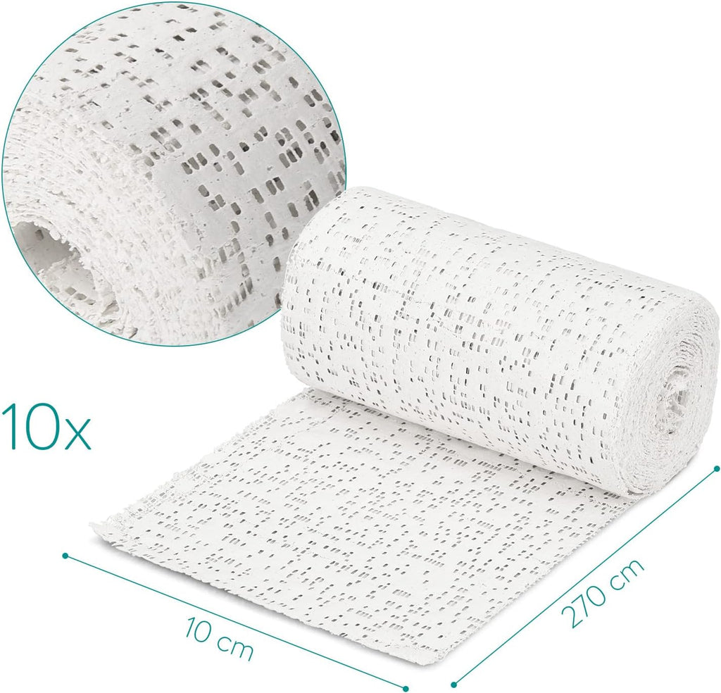 Navaris Plaster Cloth Rolls, Medium Pack of 10, 4" x 118" Plaster of Paris Gauze Bandages for Body Casts, Belly Casting, Sculpting, Masks, Craft Projects & DIY Art