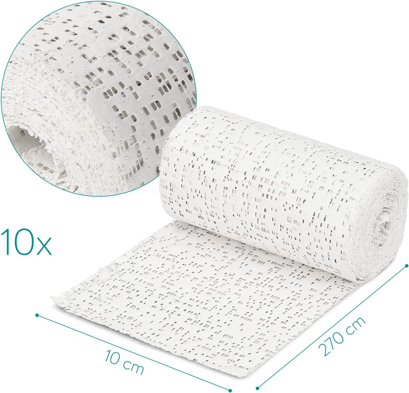 Navaris Plaster Cloth Rolls, Medium Pack of 10, 4" x 118" Plaster of Paris Gauze Bandages for Body Casts, Belly Casting, Sculpting, Masks, Craft Projects & DIY Art