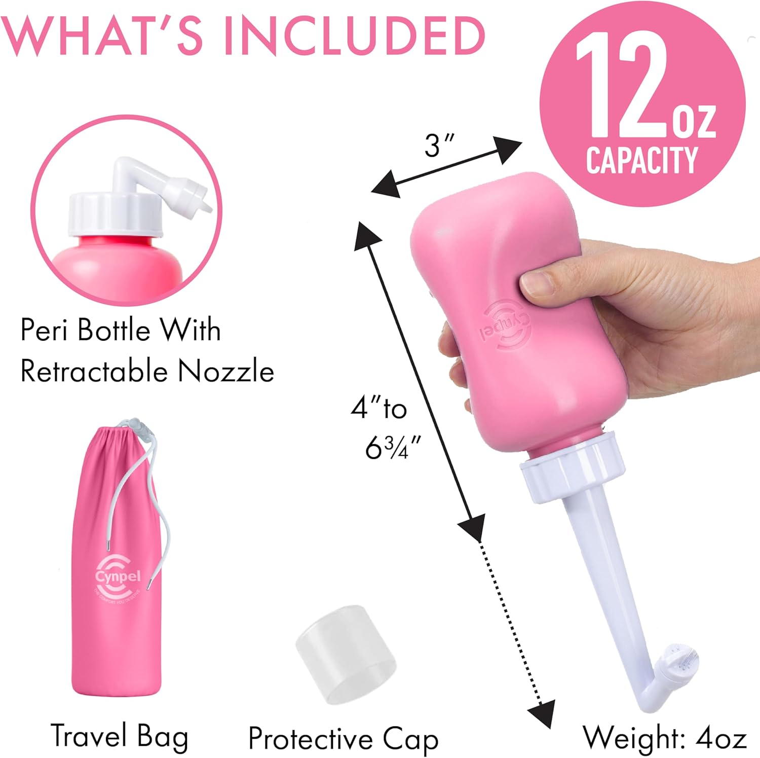 Cynpel Peri Bottle for Postpartum Care & Feminine Hygiene – Portable Bidet for Hemorrhoid Relief, 1 Pack, Dusty Rose