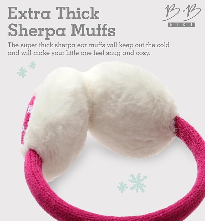Brook + Bay Kids Plush Animal Earmuffs - Cozy Winter Ear Warmers for Boys & Girls - Hot Pink Rainbow