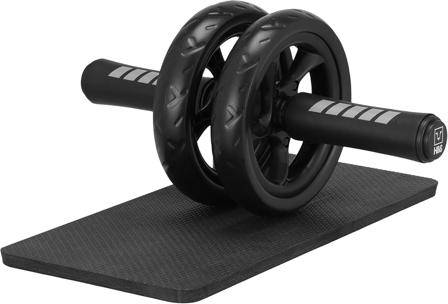 H&S Ab Roller Wheel for Abs Workout – Dual Wheel Core Trainer with Extra Thick Knee Pad Mat