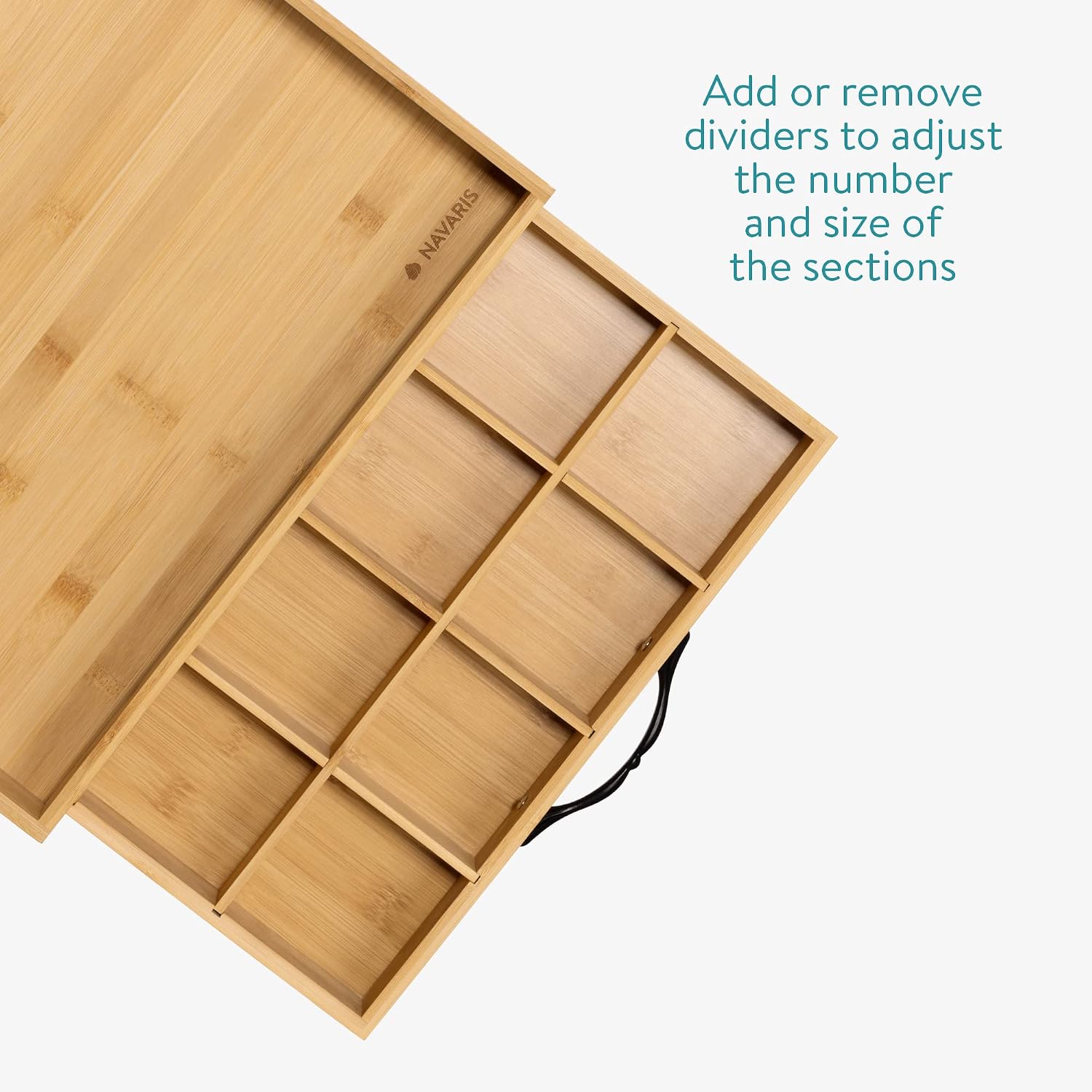 Navaris Bamboo Tea Box & Serving Tray – 12 Compartment Tea Storage Organizer with Removable Carry Tray & Tea Bag Drawer