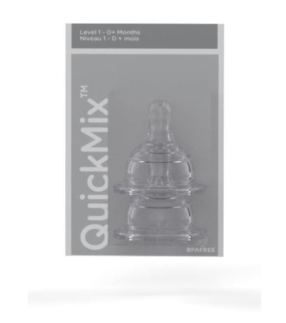 QuickMix Clear Nipples, Level 1/2/3, Pack of 2