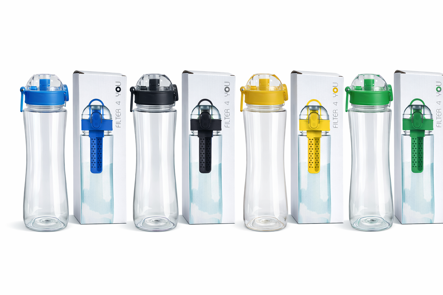 750ml Tristan Filter Water Bottle – Infuser Bottle with Built-In Filter, Leakproof Flip Lid (Red, Blue, Black, Yellow, Green)