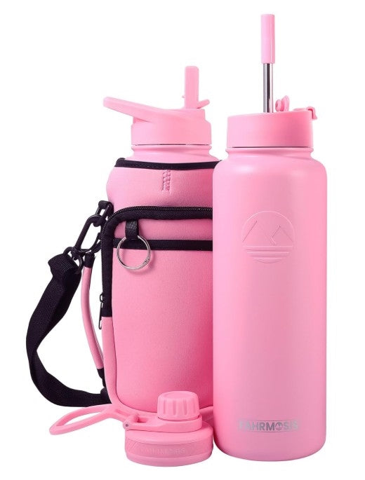 FAHRMOSIS Insulated Stainless Steel Water Bottle With Sleeve - 40 Oz