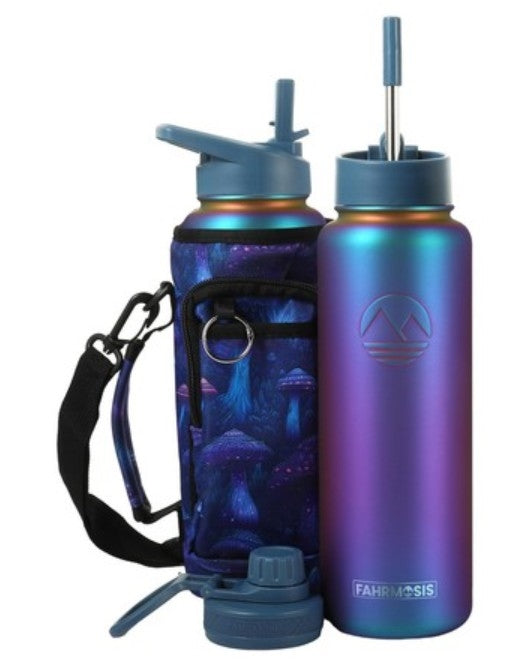 FAHRMOSIS Insulated Stainless Steel Water Bottle With Sleeve - 40 Oz