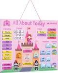 Navaris Kids Magnetic Calendar Board - My First Calendar Educational Wall Chart with Daily Magnet Stickers, Seasons, Weather & Months for Children - Pink Princess