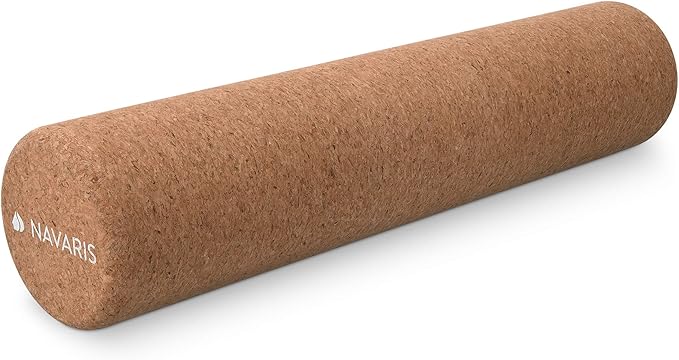 Navaris Cork Roller – Medium Fitness & Yoga Foam Roller Alternative for Muscle Recovery, Legs & Back (4" x 18")