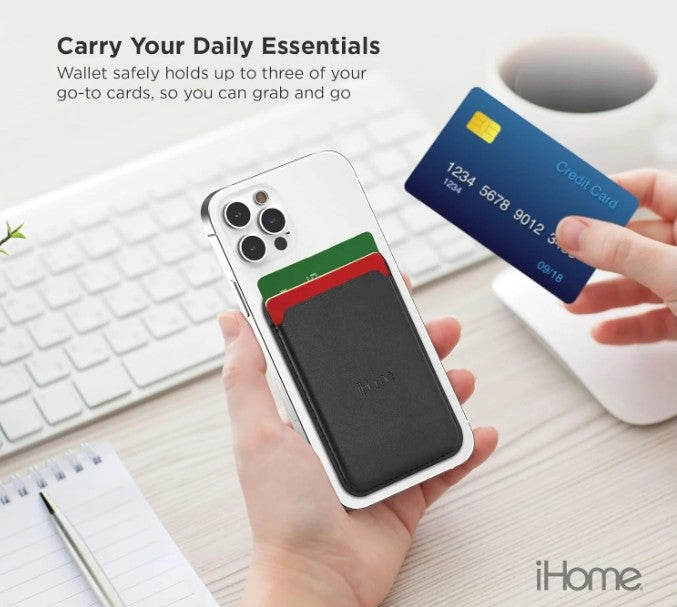iHome Magnetic Vegan Leather Card Wallet for iPhone 12+