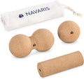 Navaris Cork Massage Roller Ball Set – 3-Piece Muscle Recovery Kit with Peanut Roller, Massage Ball & Mini Roller