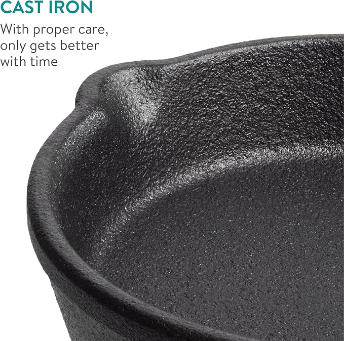 Navaris Cast Iron 6" Skillet Set of 4 – Small Cast Iron Frying Pans with Wooden Serving Bases