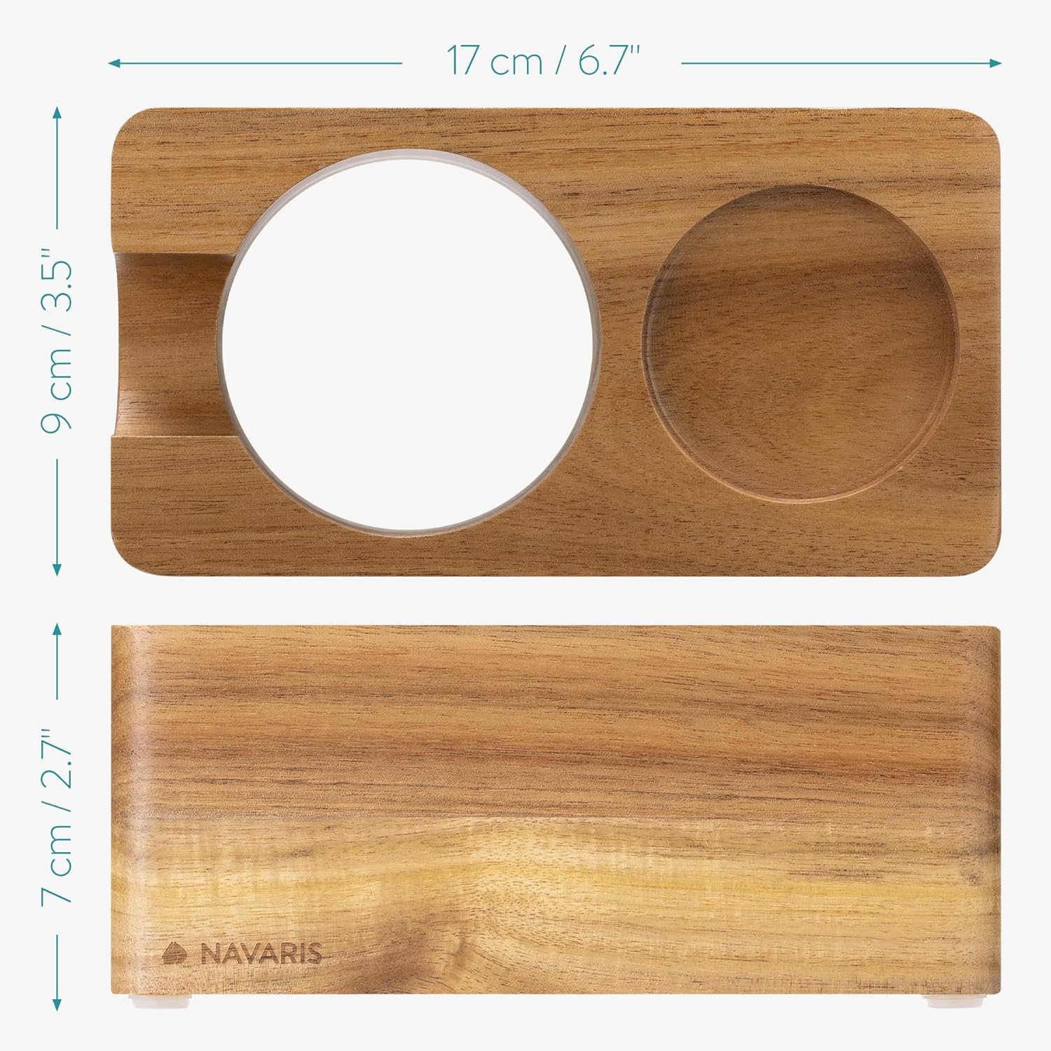 Navaris Wooden Coffee Tamper Station – 58mm Espresso Tamper Holder & Portafilter Stand in Acacia Wood
