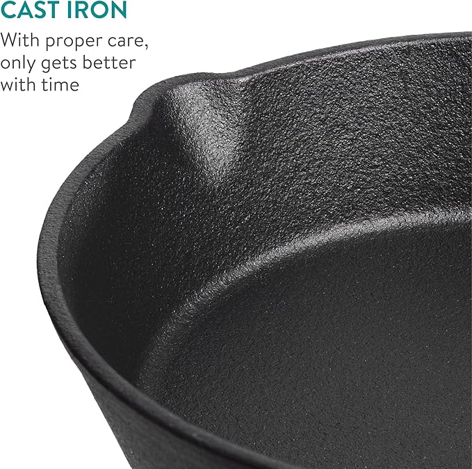 Navaris Mini Cast Iron 4" Skillet with Wooden Base (Set of 2) - Cast Iron Frying Pan Mini Skillet with Protective Wood Base - Heavy Duty Metal Skillet Weighing 426g