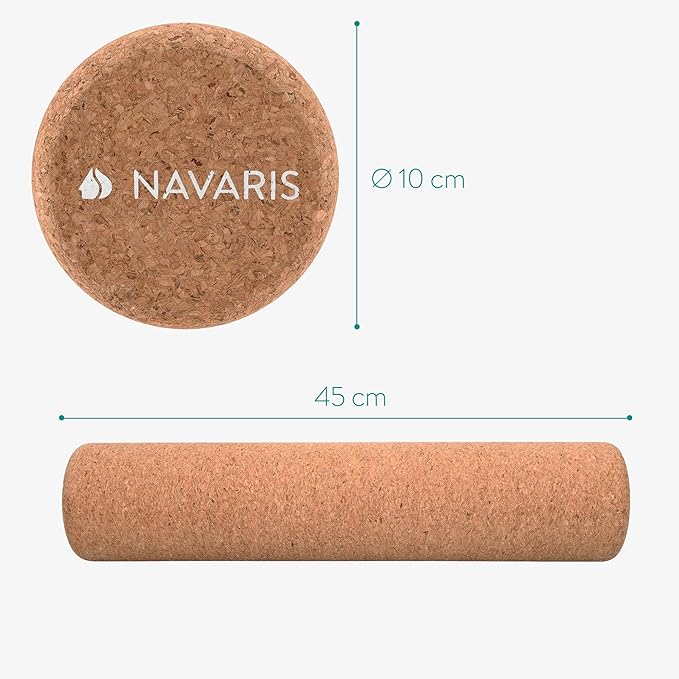 Navaris Cork Roller – Medium Fitness & Yoga Foam Roller Alternative for Muscle Recovery, Legs & Back (4" x 18")