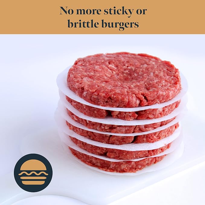 GOURMEO Non-Adhesive Siliconised Burger Paper – 11cm Round Greaseproof Food Wrapping Sheets