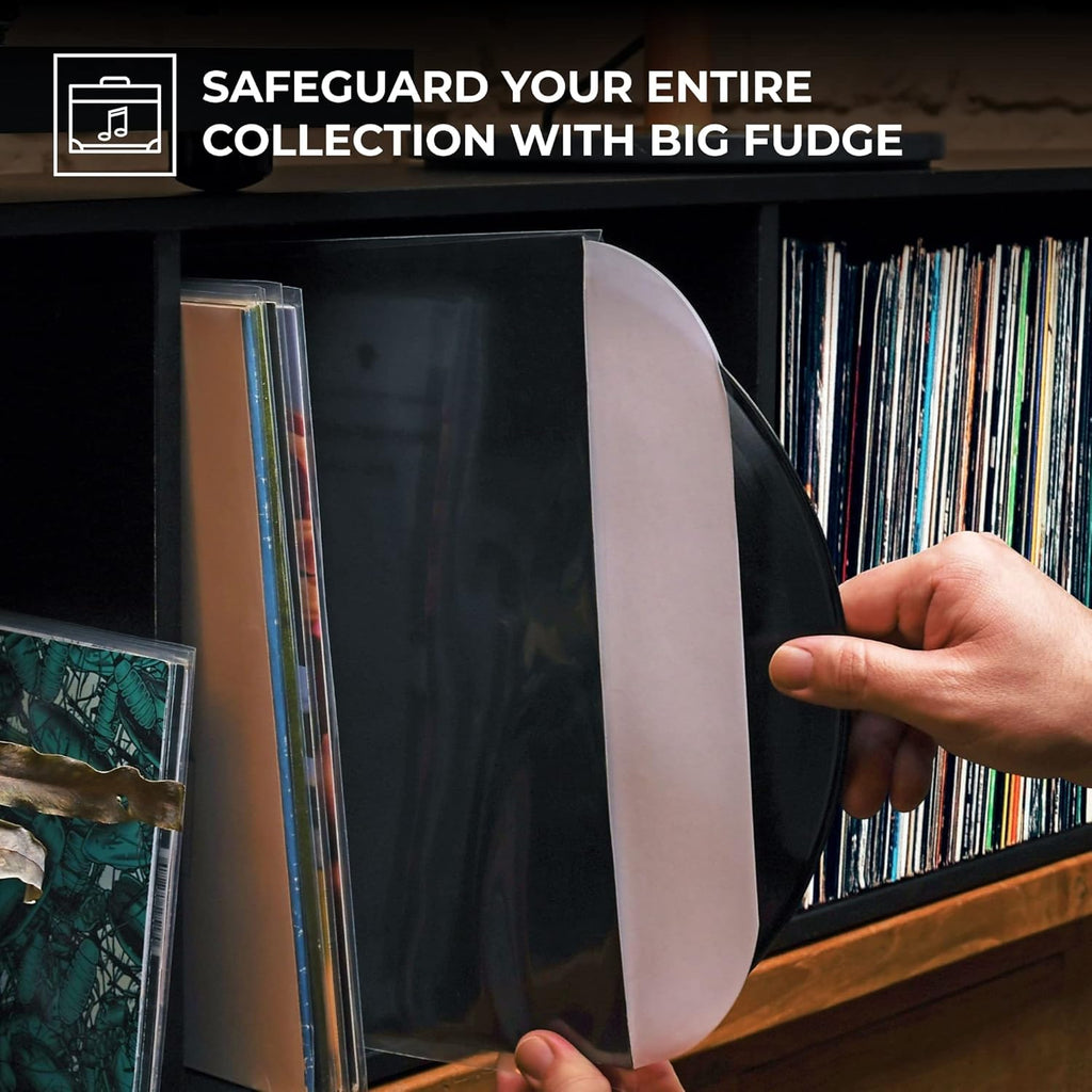 Big Fudge 12" Vinyl Record Inner Sleeves – 100 Pack Heavyweight Acid-Free Paper LP Record Covers for Dust, Dirt & Scratch Protection