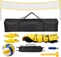 Navaris Portable Volleyball Set – Complete Outdoor Volleyball System with Adjustable Net Height & Carry Bag