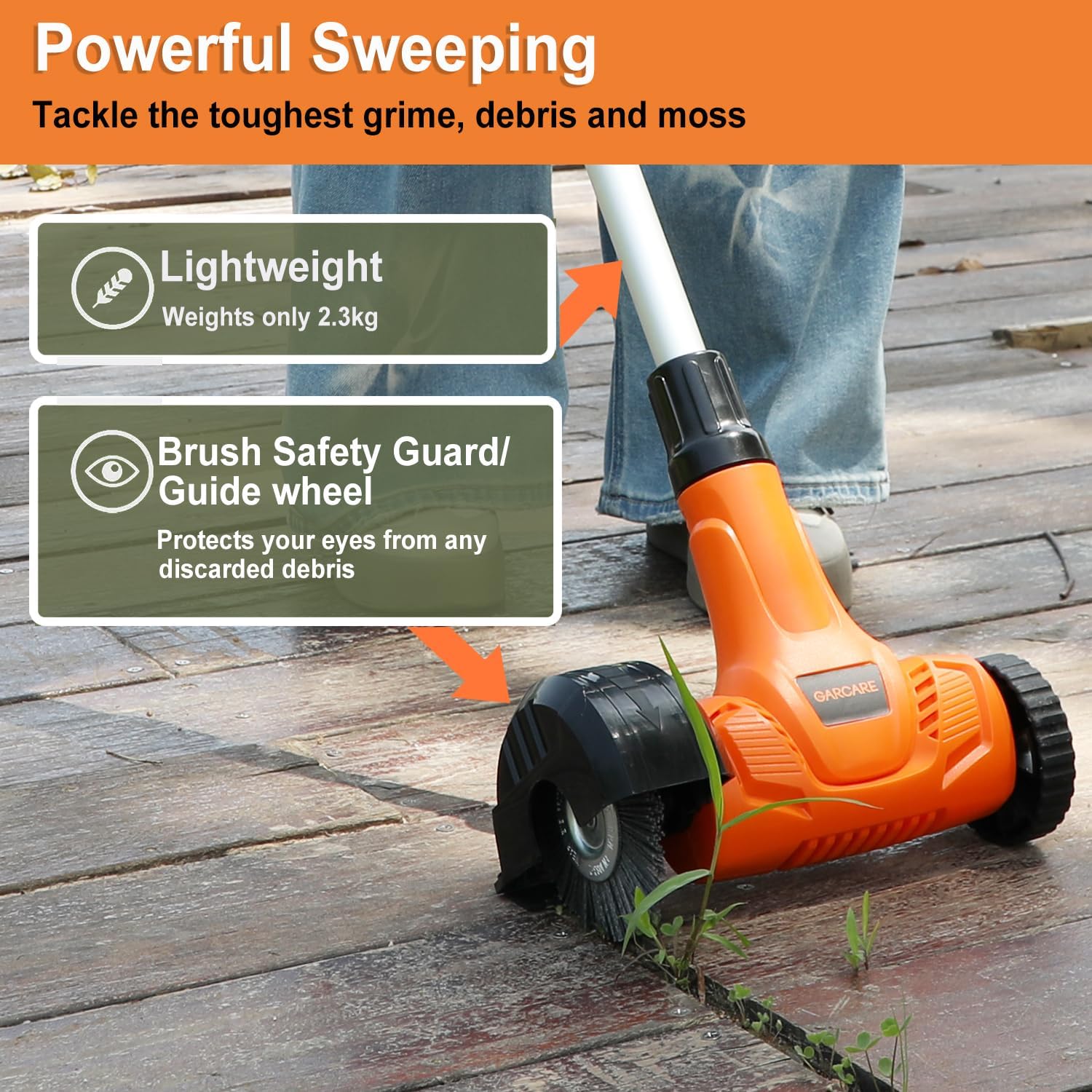 20V Cordless Patio Cleaner – Electric Crack Sweeper with Steel Brush, Battery & Charger