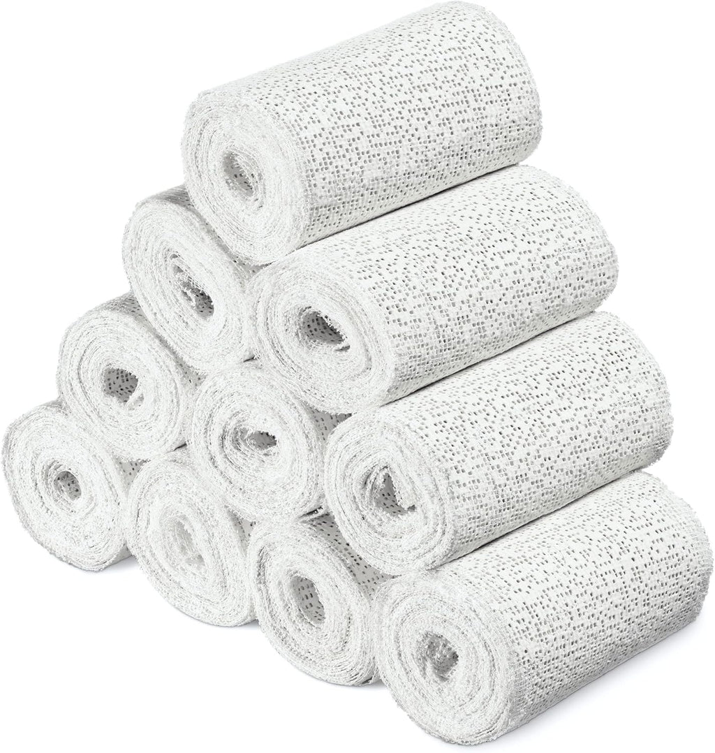 Navaris Plaster Cloth Rolls, Medium Pack of 10, 4" x 118" Plaster of Paris Gauze Bandages for Body Casts, Belly Casting, Sculpting, Masks, Craft Projects & DIY Art