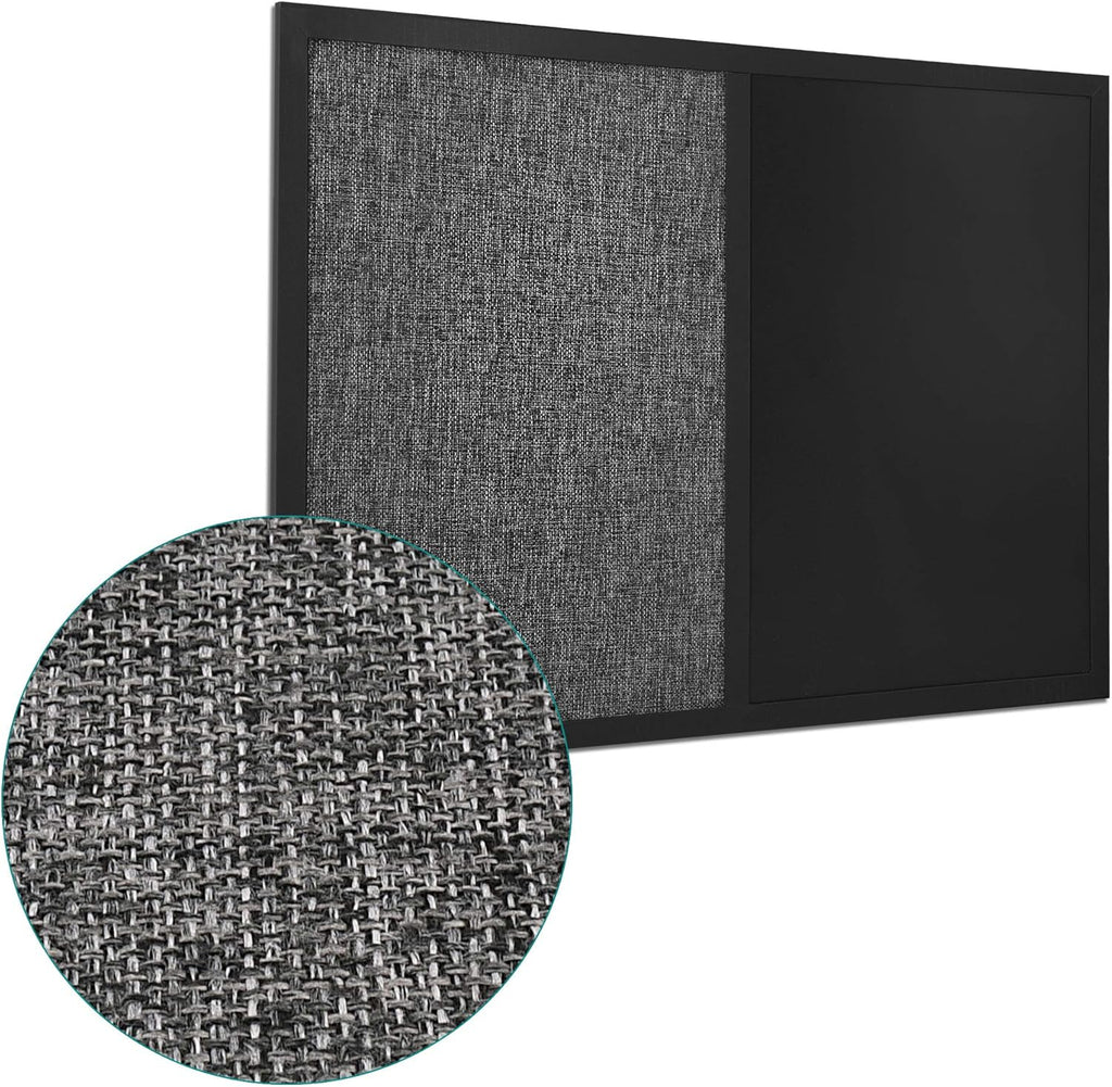 Navaris Combination Chalk and Pin Board - 45 x 60 cm Magnetic Chalkboard & Fabric Notice Board for Wall - Includes Chalk Pen, Push Pins & Magnets