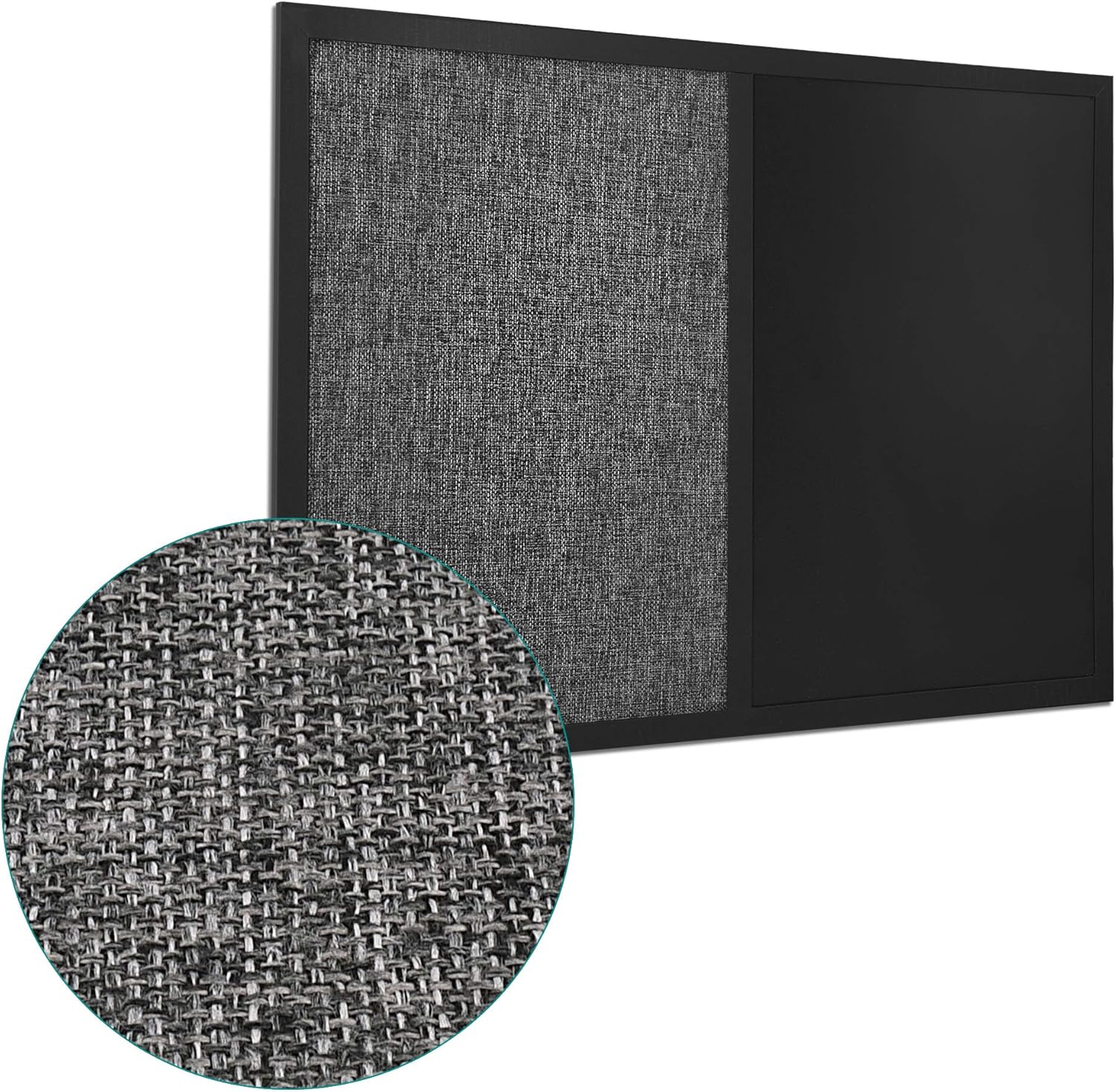 Navaris Combination Chalk and Pin Board - 45 x 60 cm Magnetic Chalkboard & Fabric Notice Board for Wall - Includes Chalk Pen, Push Pins & Magnets