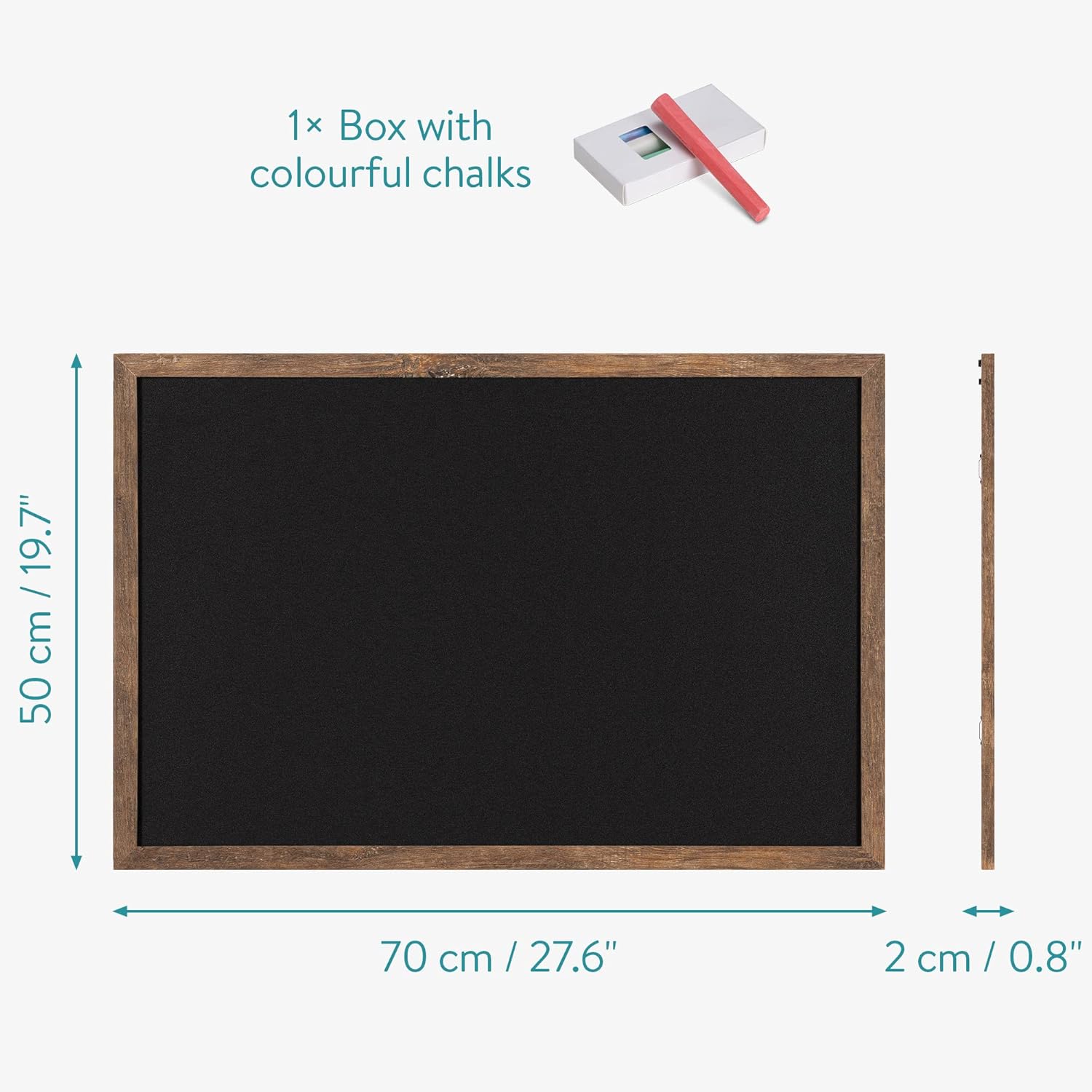Navaris Wall-Mounted Chalkboard - 28 x 20 Inch Framed Blackboard Memo Message Board for Home, Kitchen, Office & Kids - Includes 4 Chalk Sticks
