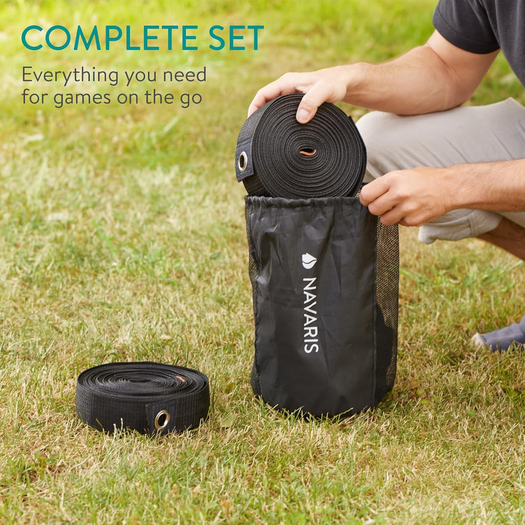 Navaris Beach Volleyball Net Set – Portable Outdoor Volleyball Net Kit with Weighted Tie System