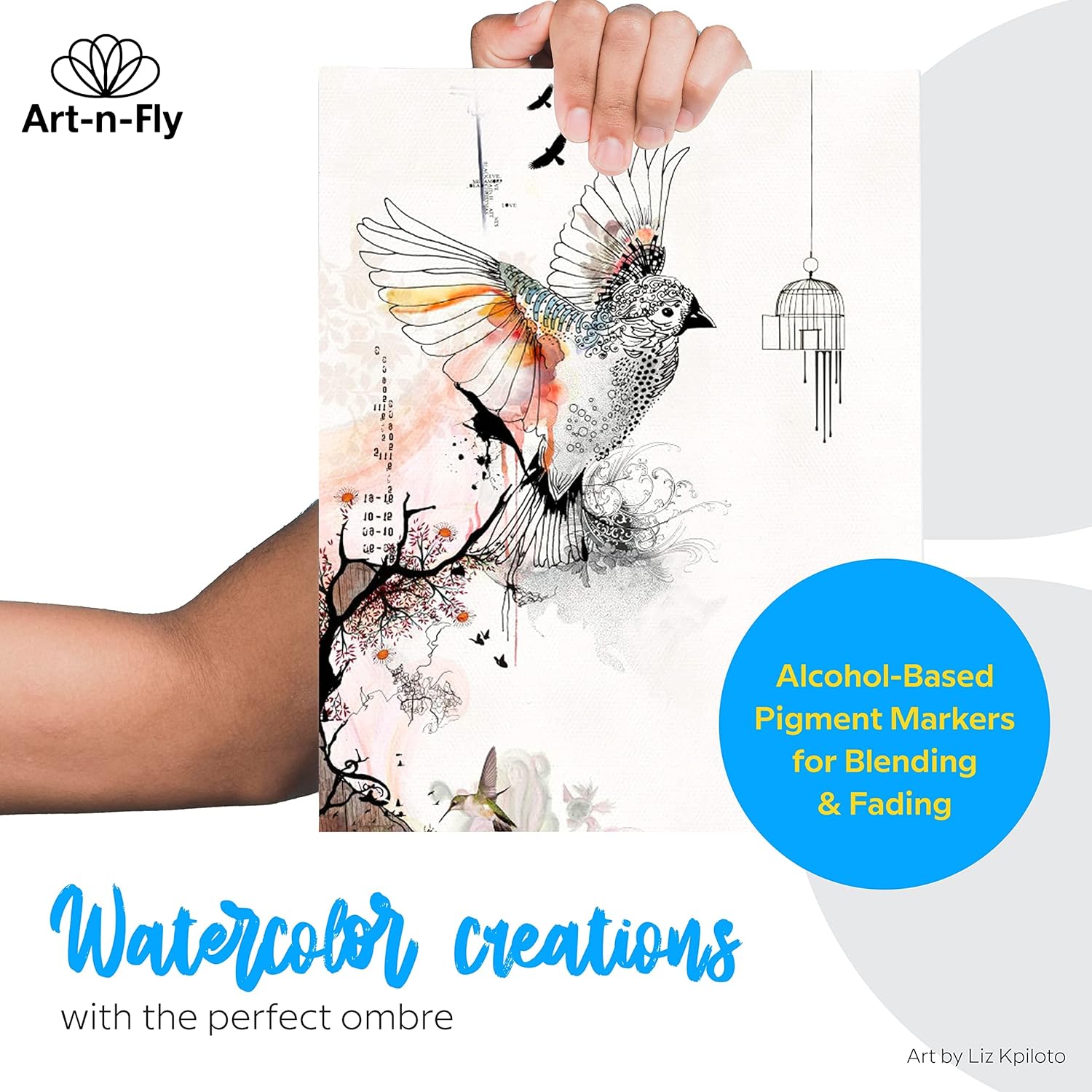 Art-n-Fly Alcohol Colorless Blender Markers, Pack of 3 Dual Tip Refillable Alcohol Markers with Japanese Ink, Colorless Blender Pens with Replaceable Brush Tips for Artists, Illustration & Marker Blending