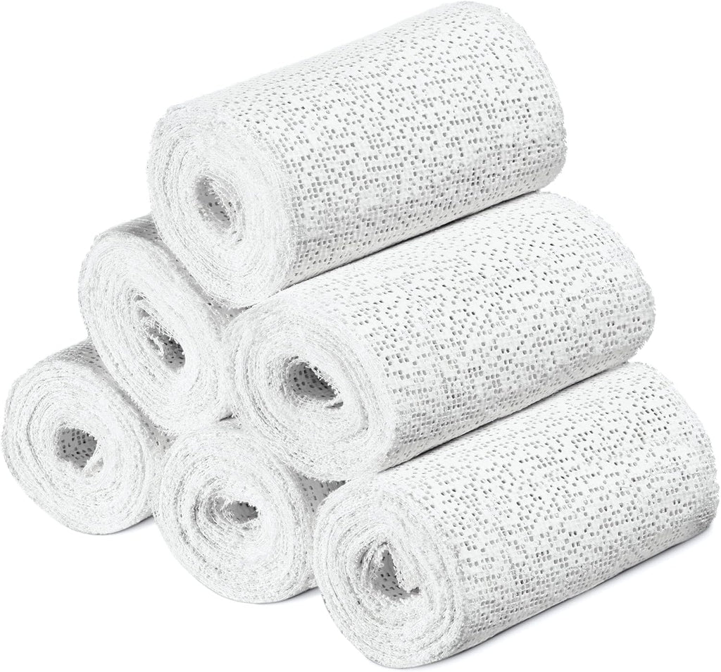 Navaris Plaster Cloth Rolls, Medium Pack of 6, 4" x 118" Plaster of Paris Gauze Bandages for Body Casts, Belly Casting, Sculpting, Masks, Craft Projects & DIY Art