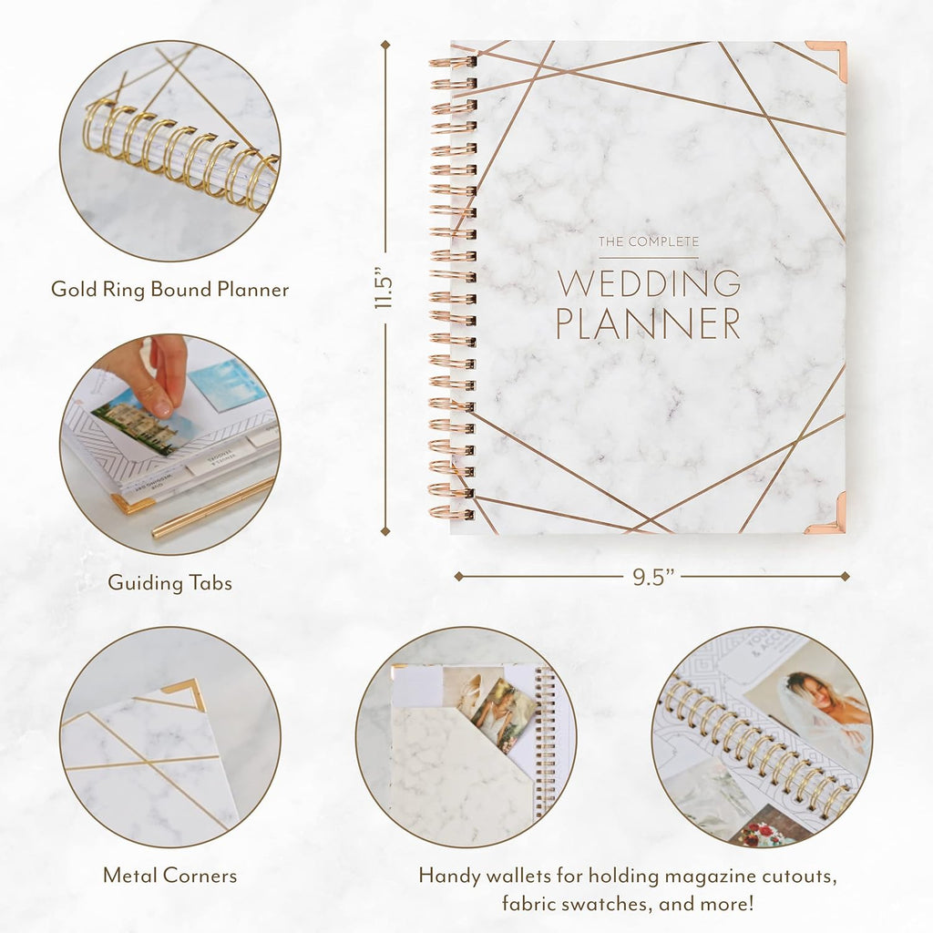 Your Perfect Day Wedding Planner Book & Organizer – Marbled Bridal Planning Binder with Countdown Calendar, Notebook & Journal