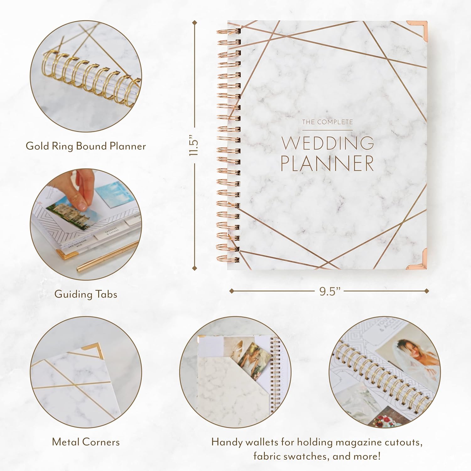 Your Perfect Day Wedding Planner Book & Organizer – Marbled Bridal Planning Binder with Countdown Calendar, Notebook & Journal