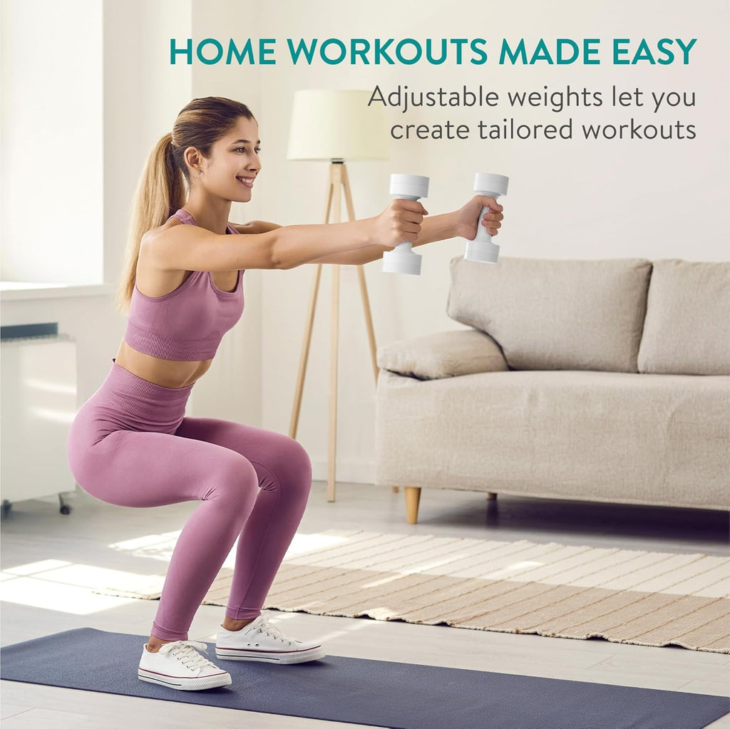 Navaris Adjustable Dumbbells Set – Compact Hand Weights for Women & Men with Non-Slip Grip (1kg–3.5kg Each)