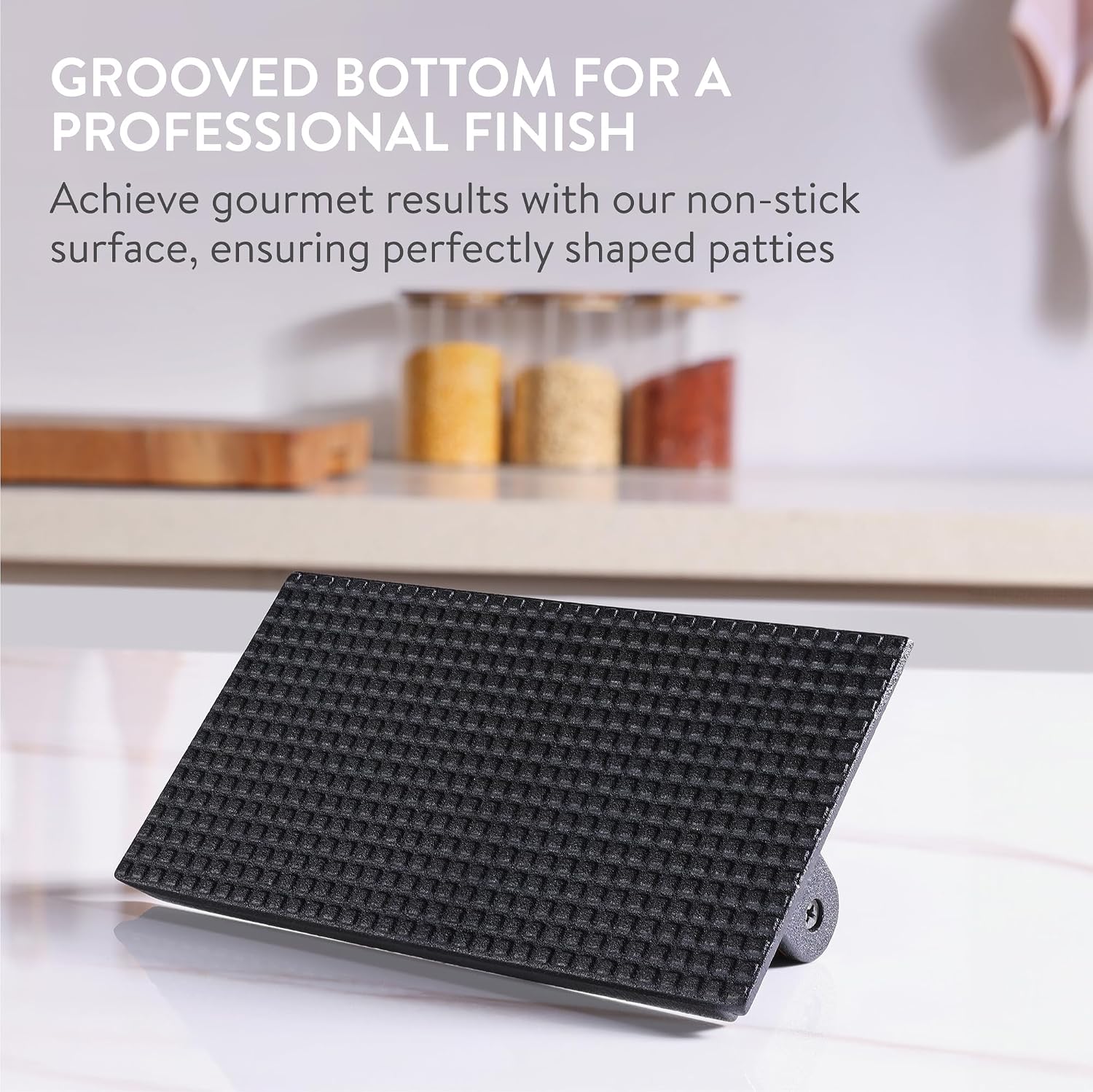 Navaris Smash Burger Press – Rectangular Cast Iron Hamburger Press for Even Grilling & Perfect Sear Marks