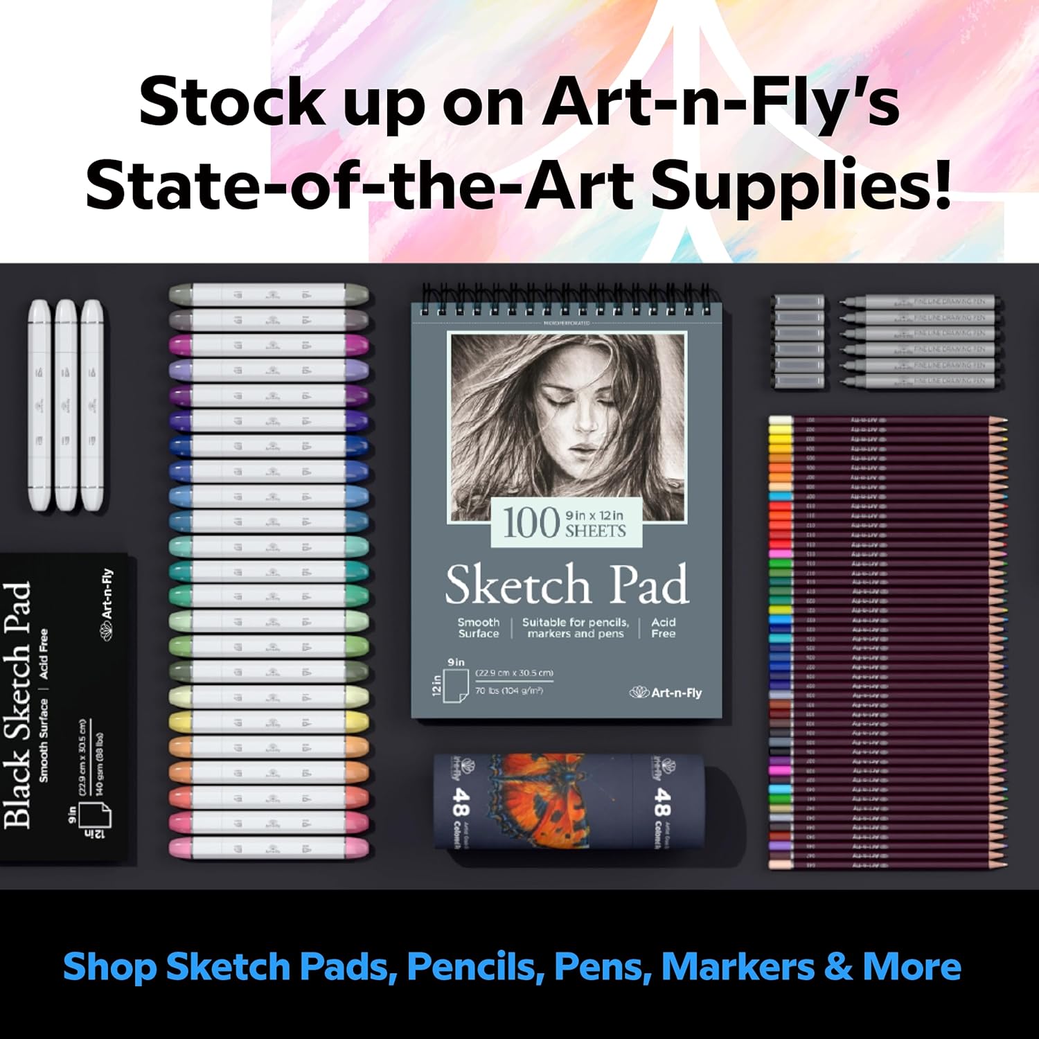 Art-n-Fly 72 Professional Oil-Based Colored Pencils Set, Soft Core Art Pencils with Skin Tone Colors, Premium Drawing, Sketching & Adult Coloring Pencils in Metal Storage Case for Artists