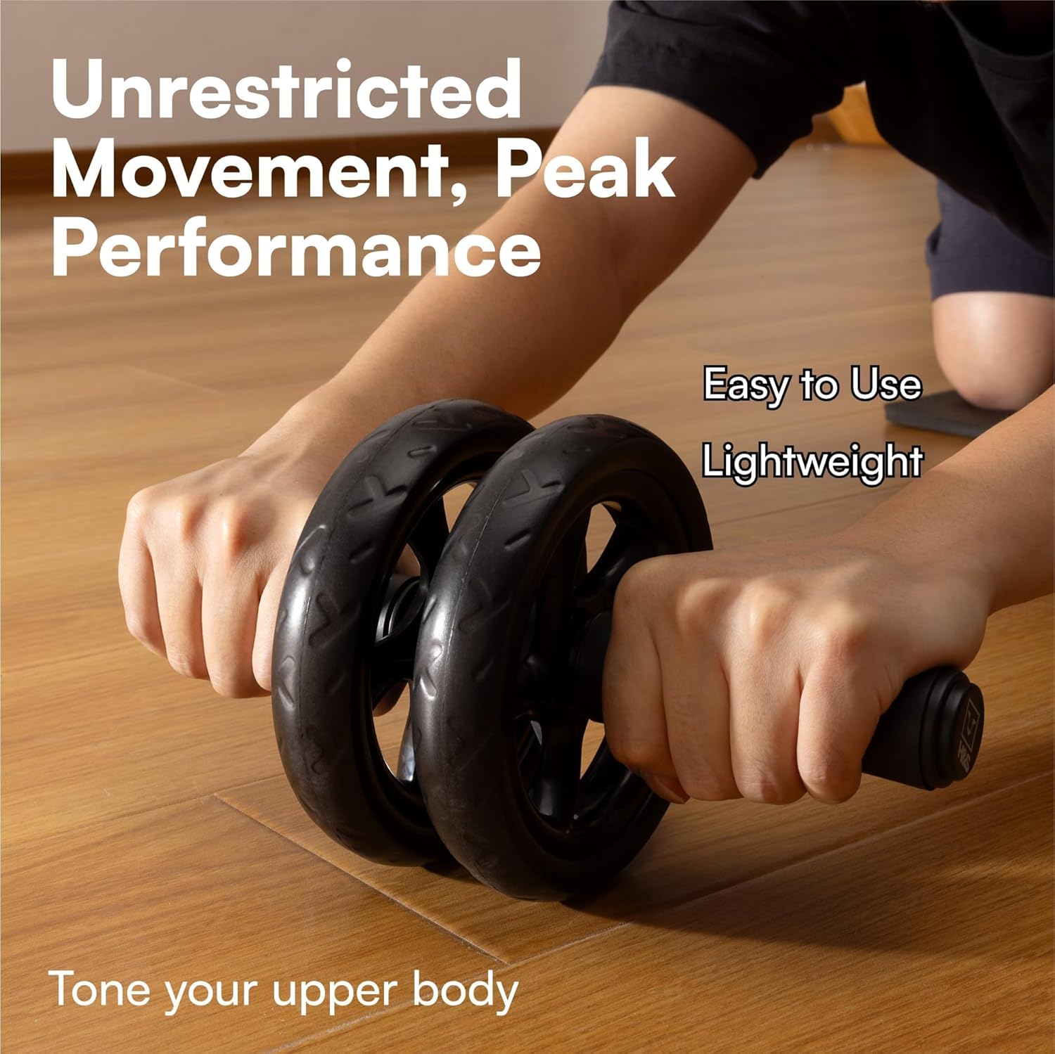 H&S Ab Roller Wheel for Abs Workout – Dual Wheel Core Trainer with Extra Thick Knee Pad Mat