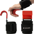 Navaris Weight Lifting Straps with Metal Hooks – Set of 2 Padded Wrist Straps for Weightlifting, Bodybuilding & CrossFit