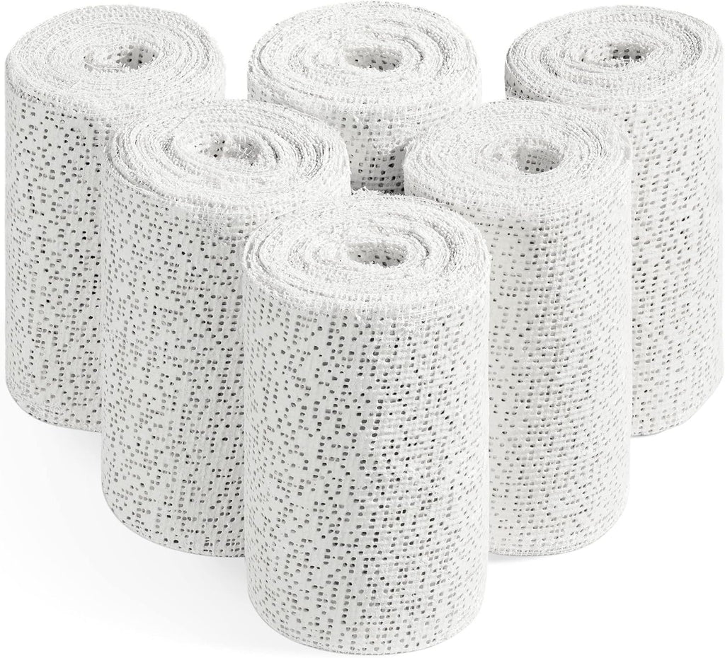 Navaris Plaster Cloth Rolls, Medium Pack of 6, 4" x 118" Plaster of Paris Gauze Bandages for Body Casts, Belly Casting, Sculpting, Masks, Craft Projects & DIY Art