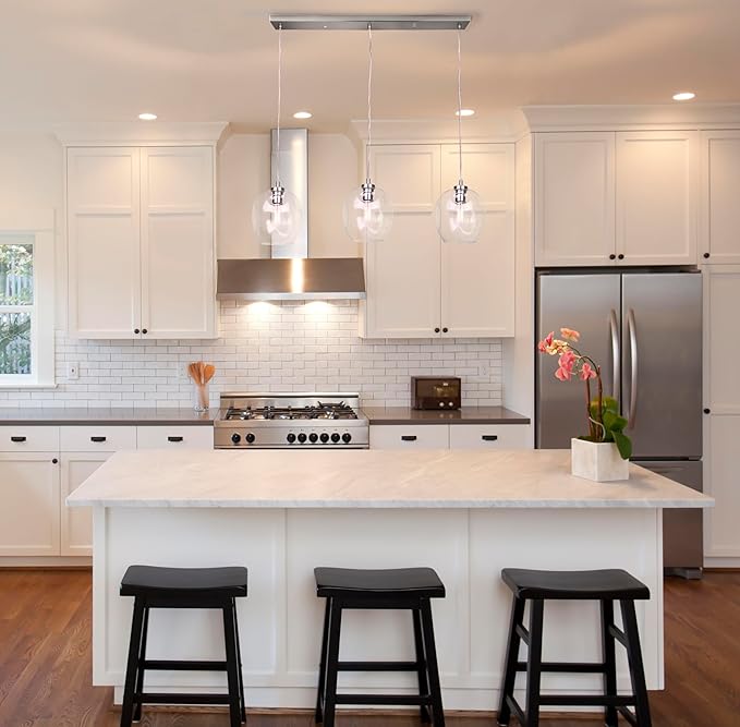Modern 3-Light Glass Pendant Ceiling Light – Elegant Hanging Lamp Set (3 Pack)