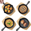 Navaris Cast Iron 6" Skillet Set of 4 – Small Cast Iron Frying Pans with Wooden Serving Bases