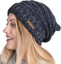 Tough Outfitters Knit Beanie Winter Hat - Warm Soft Stretchy Ribbed Toboggan Cap for Men & Women - Slouchy One Size - BGray