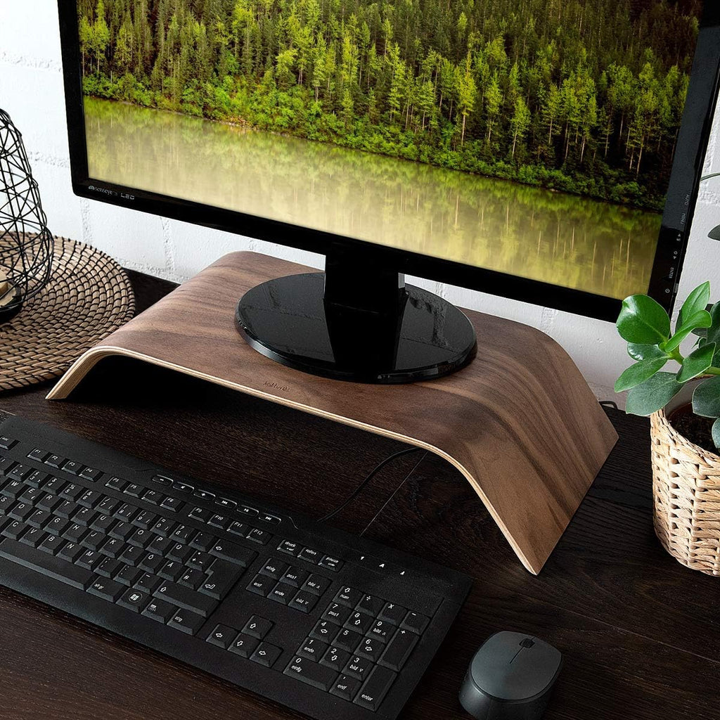 Kalibri Wood Monitor Stand Riser – Walnut Wooden Computer Monitor & Laptop Stand